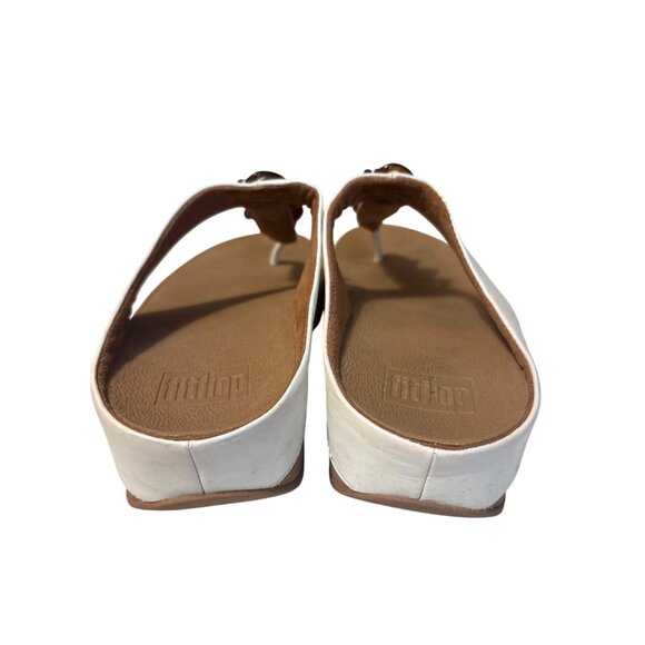 FitFlop Womens Chain Strap Wedge Sandals Size 6 White & Brown - Picture 4 of 7